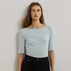Ralph Lauren Stretch Cotton Boatneck Tee In Aqua Pearl