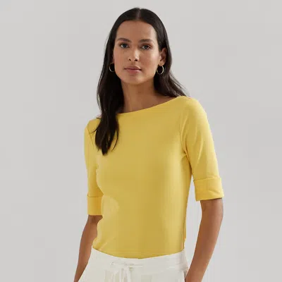 Lauren Ralph Lauren Stretch Cotton Boatneck Tee In Primrose Yellow