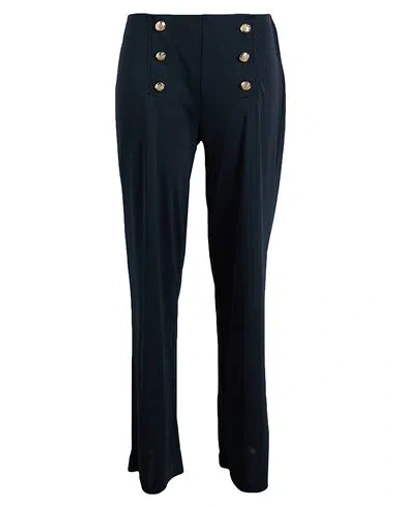 RALPH LAUREN LAUREN RALPH LAUREN STRETCH JERSEY WIDE-LEG PANT WOMAN PANTS MIDNIGHT BLUE SIZE L POLYESTER, ELASTAN