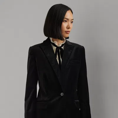 Ralph Lauren Stretch Velvet Blazer In Black Velvet