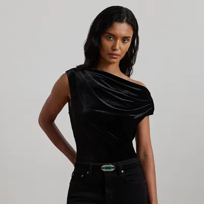 Ralph Lauren Stretch Velvet Off-the-shoulder Blouse In Black Velvet