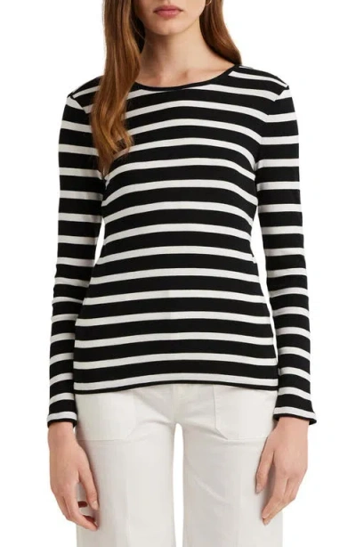 Ralph Lauren Long-sleeve Stretch T-shirt In Black,white