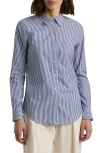 Ralph Lauren Lauren  Stripe Easy Care Cotton Shirt In Blue/white