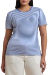 Shop Ralph Lauren Lauren  Stripe Stretch Cotton T-shirt In Soft Lazuli/mascarpone Cream