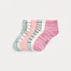 Ralph Lauren Striped & Knit Quarter-top Sock 6-pack In White/navy Multi