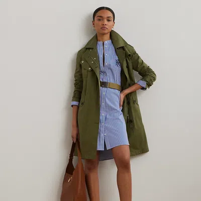 Ralph Lauren Striped Belted Broadcloth Shirtdress In Blue,white