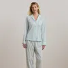 Ralph Lauren Striped Cotton-blend Lawn Sleep Set In Light Blue Stripe