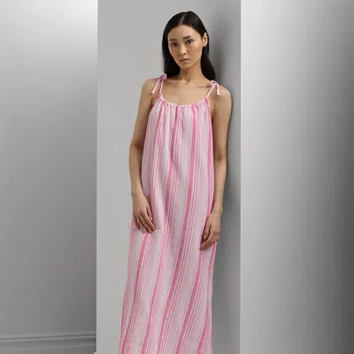 Lauren Ralph Lauren Striped Cotton Gauze Ballet Nightgown In Pink Stripe