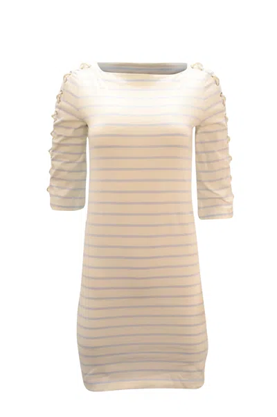 Ralph Lauren Striped Dress With Lace-up Sleeves In Multicolor Cotton