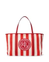 Ralph Lauren Lauren  Striped Herringbone Large Emerie Tote Woman Handbag Red Size - Cotton