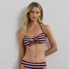Ralph Lauren Womens Striped Ring Bandeau Bikini Top Hipster Bottoms In Claret