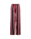 Ralph Lauren Lauren  Striped Satin Charmeuse Wide-leg Pant Woman Pants Red Size L Recycled Polyester, In Red