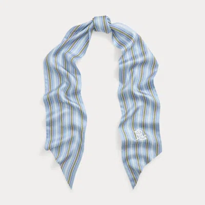 Ralph Lauren Striped Silk Scarf In Blue