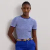 Ralph Lauren Striped Crew-neck T-shirt In New Sapphire/white