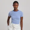 Ralph Lauren Striped Stretch Cotton Crewneck Tee In Soft Lazuli/cream