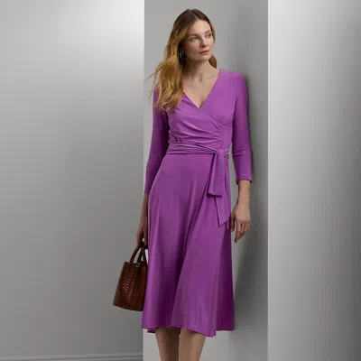 Ralph Lauren Surplice Jersey Dress In Aurora Violet