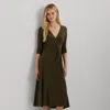 Ralph Lauren Surplice Jersey Dress In Green