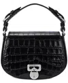 Ralph Lauren Tanner Small Embossed Leather Shoulder Bag In Black