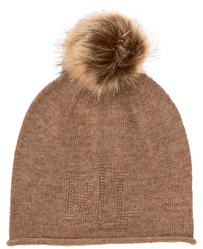 Ralph Lauren Textured Logo With Pom Hat In Classic Camel