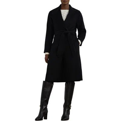 Ralph Lauren Lauren  Tie Belt Wrap Coat In Black