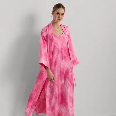 Lauren Ralph Lauren Tie-dye-print Satin Sleeveless Nightgown In Dark Pink Print