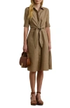 Ralph Lauren Tie-front Linen Shirtdress In Madison Tan