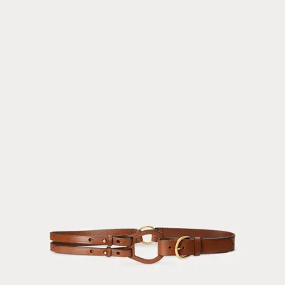 Ralph Lauren Tri-strap Leather Belt In Cuoio