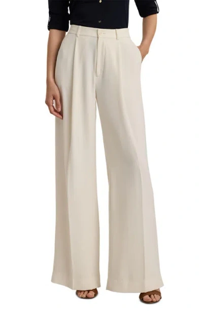 Ralph Lauren Lauren  Triple Kirahn Georgette Wide Leg Pants In Mascarpone Cream