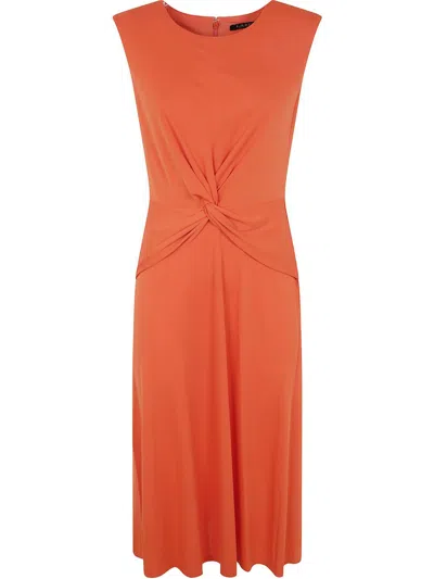 Ralph Lauren Tessanne Short Sleeve Day Dress In Orange