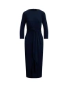 Ralph Lauren Lauren  Twist-front Stretch Jersey Midi Dress Woman Midi Dress Navy Size 10 Polyester, E In Blue