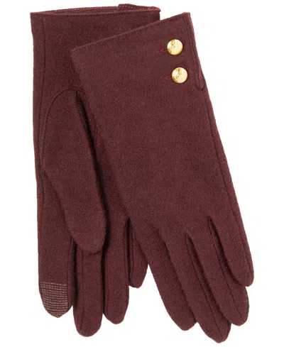 Ralph Lauren Two Button Cashmere Blend Touch Gloves In Pinot Noir