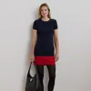 Ralph Lauren Lauren  Colorblock Stretch Crepe Minidress In Lauren Navy/festive Red