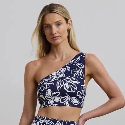 Ralph Lauren Two-tone Floral One-shoulder Bikini Top In Multi
