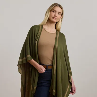 Ralph Lauren Two-tone Logo Jacquard Ruana In Green | ModeSens