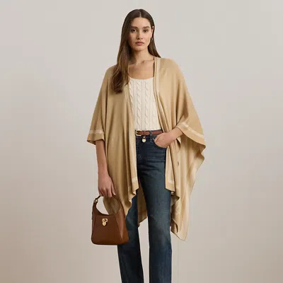 Ralph Lauren Two-tone Logo Jacquard Ruana In Neutral