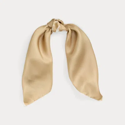 Ralph Lauren Two-tone Logo Silk Twill Square Scarf In Neutral