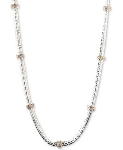 Lauren Ralph Lauren Two-tone Pave Rondelle Bead Collar Necklace, 16" + 3" Extender In Crystal Wh