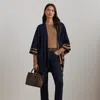 Ralph Lauren Two-tone Reversible Ruana In Navy/camel