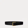 Ralph Lauren Vachetta Leather Wide Belt In Black