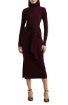 RALPH LAUREN LAUREN RALPH LAUREN TIE WAIST LONG SLEEVE RIB DRESS