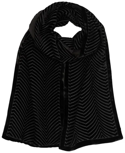Ralph Lauren Velvet Burnout Logo Oblong Wrap In Black