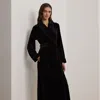 Ralph Lauren Velvet Long Shawl-collar Robe In Black