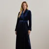 Ralph Lauren Velvet Long Shawl-collar Robe In Navy