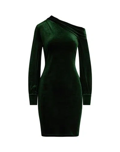 Ralph Lauren Lauren  Velvet One-shoulder Dress Woman Mini Dress Emerald Green Size 10 Recycled Polyes
