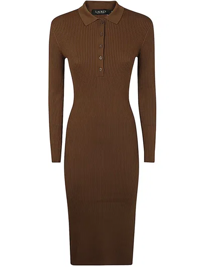 Ralph Lauren Viralee Long Sleeve Day Dress In Brown