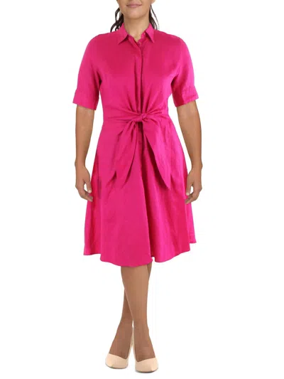 Ralph Lauren Wakana Womens Linen Knee-length Shirtdress In Multi