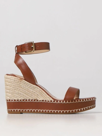 Ralph Lauren Wedge Shoes Lauren  Woman Color Leather In Tan Leather