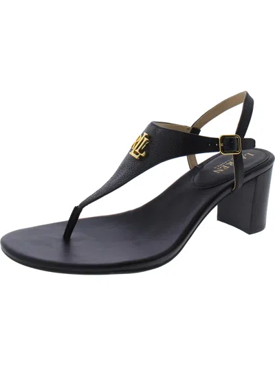 Lauren Ralph Lauren Westcott Ii Womens Leather Thong Sandal Ankle Strap In Black