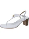 Ralph Lauren Westcott Womens Pebbled Leather Logo Thong Sandals In White