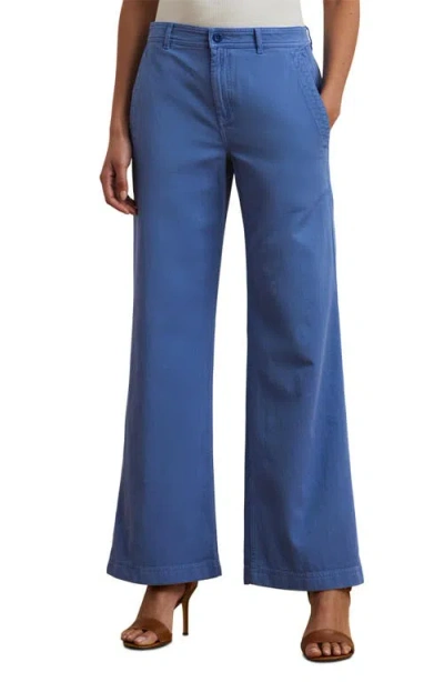 Ralph Lauren Lauren  Wide Leg Cotton Twill Trousers In Medium Blue Wash